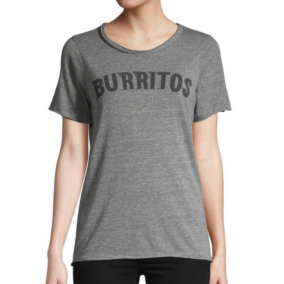 NWT CHASER Gray Burritos Graphic Print Super Soft T-Shirt Top Size Medium - Picture 1 of 6